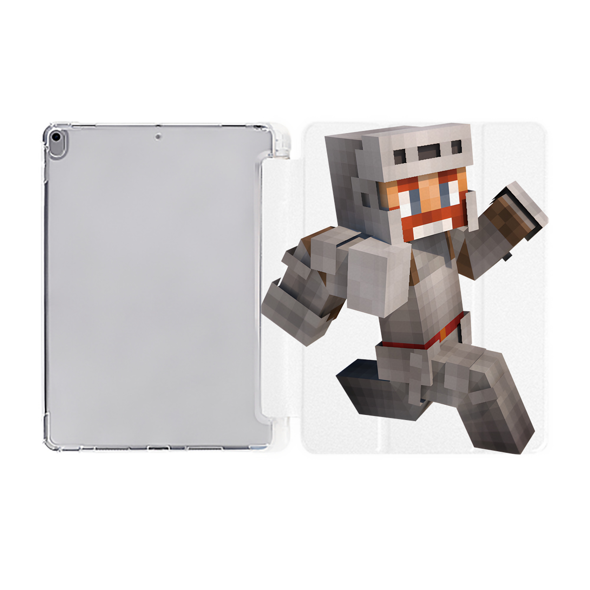 （画像用） マインクラフト ブロックの世界 Minecraft MC Block world IPad ケース ペン収納付き 三つ折りスタンド PUレザー×シリコン 対応機種9.5/10.5/10.9インチ